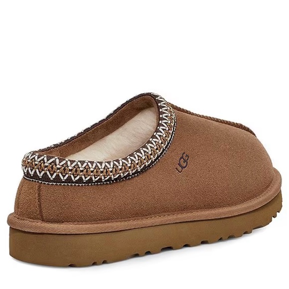 UGG Brown Cozy Suede Slippers with Knitted Trim - Picture 2 of 12